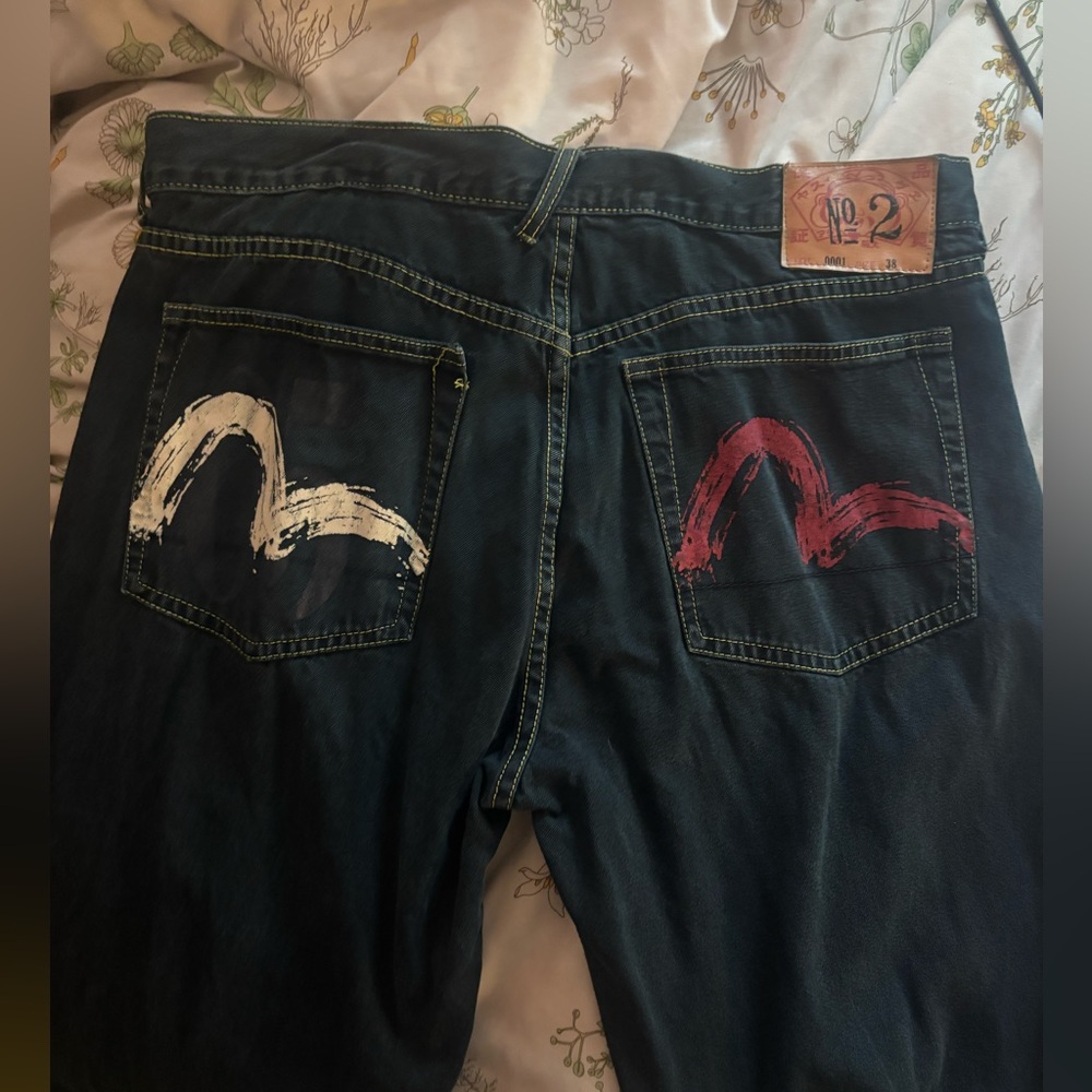 Black Red & White Evisu Jeans